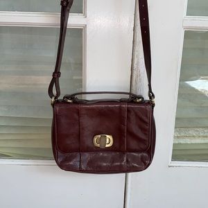 Hobo Brown Leather Crossbody Flap Top Handle Purse